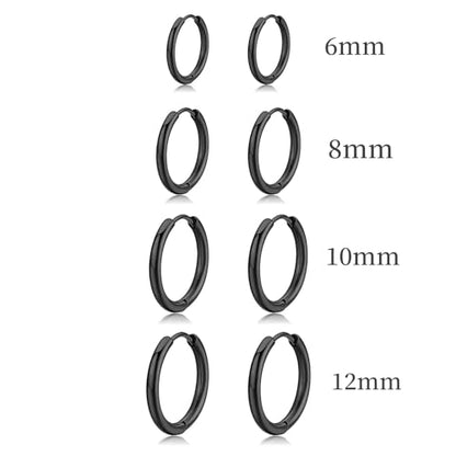 Huggie Hoop Earrings Small Hypoallergenic 14K Gold Plated Huggie Earrings For Women Simple Huggie Stud Earrings - color: Black-6/8/10/12mm