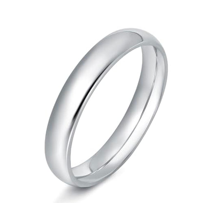 4mm 6mm Stainless Steel Rings Women Men High Polish Plain Dome Silver/Gold Wedding Band Comfort Fit - color: 4mm-Silver