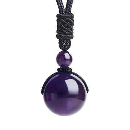 Anjiucc Natural Gemstone Healing Crystals Necklace, Adjustable Chakra Beads Pendant for Women Men, Protection, Energy Balance - color: Amethyst 1