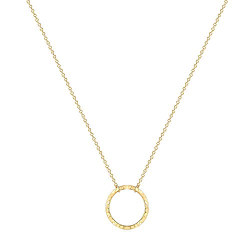 Fettero Pendant Necklace Gold Choker Layered Coin Open Karma Circle Full New Crescent Moon 14K Gold Plated Simple Dainty Necklaces for Women Jewelry Gift - style: Karma Circle Big
