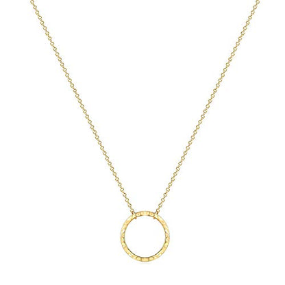 Fettero Pendant Necklace Gold Choker Layered Coin Open Karma Circle Full New Crescent Moon 14K Gold Plated Simple Dainty Necklaces for Women Jewelry Gift - style: Karma Circle Big