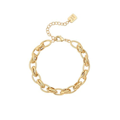 SOFYBJA 18k Gold Plated Personalized Chunky Cuban Oval Link Chain Bracelets for Men Toggle Rope Bracelet Jewelry for Women - style: X Shaped Knotted Chain Link Bracelet