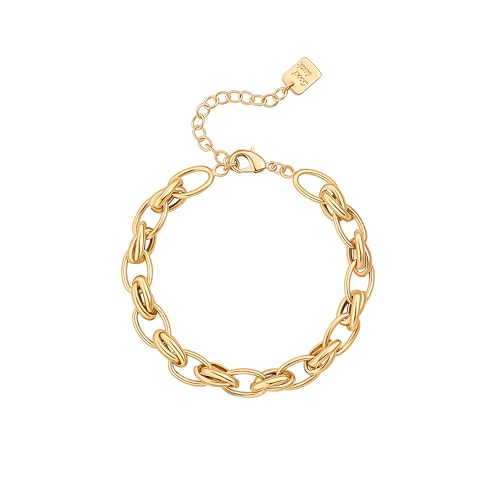 SOFYBJA 18k Gold Plated Personalized Chunky Cuban Oval Link Chain Bracelets for Men Toggle Rope Bracelet Jewelry for Women - style: X Shaped Knotted Chain Link Bracelet