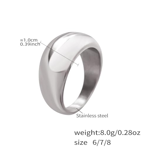 Kokoma Minimalist Dome Chunky Ring for Women, Thick Bold Statement Ring Wide Stacking Finger Band Eternity Rings Comfort Fit Fashion Jewelry Unisex