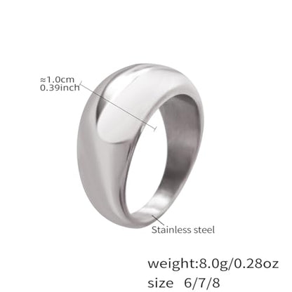 Kokoma Minimalist Dome Chunky Ring for Women, Thick Bold Statement Ring Wide Stacking Finger Band Eternity Rings Comfort Fit Fashion Jewelry Unisex