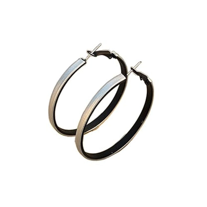Hoop Earrings for Women Leather Hoop Earrings-Medium/Large Hoops-Lightweight hoop - color: Silver