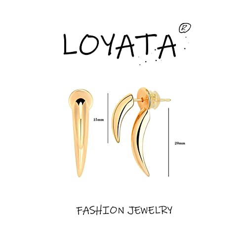 LOYATA Spike Earrings Gold Huggie Hoop Diamond Cubic Zirconia 14K Gold Plated Dainty Small Simple Hypoallergenic Geometric Jewelry Gift for Women - color: ED510