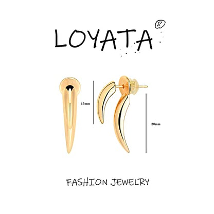 LOYATA Spike Earrings Gold Huggie Hoop Diamond Cubic Zirconia 14K Gold Plated Dainty Small Simple Hypoallergenic Geometric Jewelry Gift for Women - color: ED510