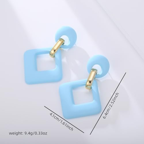 Retro Simple Acrylic Geometric Square Hollow Earrings for Women White Statement Drop Earring