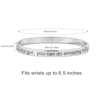 Inspirational Christian Bracelet for Women, Oval Engraved Bible Verse Love Bangle Cuff, Faith Scripture Jewelry, Religious Encouragement Gift for Mom Daughter Sister Friend - color: Beautiful g, you can do amazing things.-Oval Bangle Silver