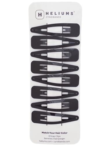 Heliums Large Snap Hair Clips - Dark Brown - 2.7 Inch Metal Hair Barrettes for Women, Metallic Snap Clips - 8 Count - color: Dark Brown