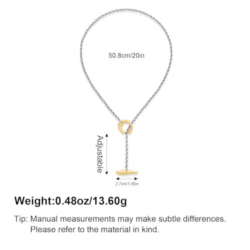 YUJIE Long Gold Y Necklace for Women - Adjustable Lariat Pendant Snake Chain, 14K Gold Plated Dainty Teardrop Necklace for Trendy & Formal Wear - color: mix metal