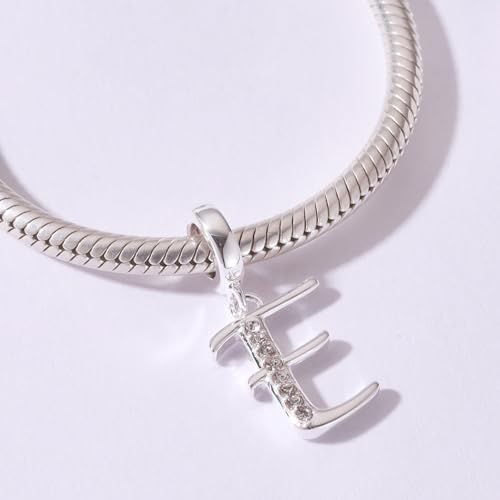 925 Sterling Silver Initial Charm fits Pandora, Gift for Mom Wife | Christmas,Birthday,Mother's Day, Anniversary, Valentine's Day - color: Letter E