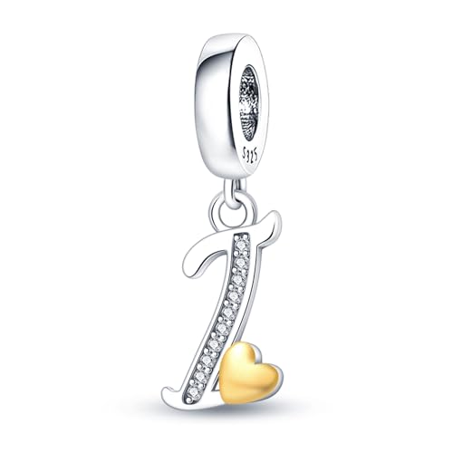 HappyStar Sterling Silver Letter Charms for Bracelets Alphabet Initial Dangle Charms Bead fit Pandora Bracelets Jewelry Gifts for Women - color: Letter charms I