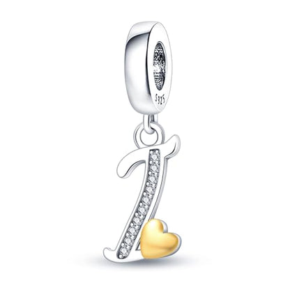 HappyStar Sterling Silver Letter Charms for Bracelets Alphabet Initial Dangle Charms Bead fit Pandora Bracelets Jewelry Gifts for Women - color: Letter charms I