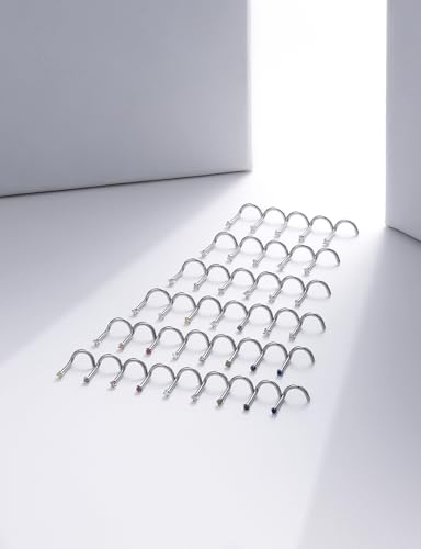 18G 20G 22G Round Cubic Zirconia Nose Rings Studs for Women Men 316L Stainless Surgical Steel Nose Ring Stud Piercing Jewelry Silver Clear CZ 1.5mm 2mm 3mm - style: 18G Screw Silver CZ 1.5mm