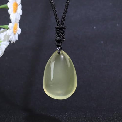 Anjiucc Natural Gemstone Tree of Life Black Obsidian/Golden Obsidian Pendant Necklace for Male and Female Necklace - color: Citine