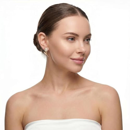 18K Gold Plated Flower Dangle Earrings for Women, Hypoallergenic Cubic Zirconia Earrings, Elegant CZ Drop Earrings, Statement Jewelry Gifts Party Fashion - style: Hoop-Tulip