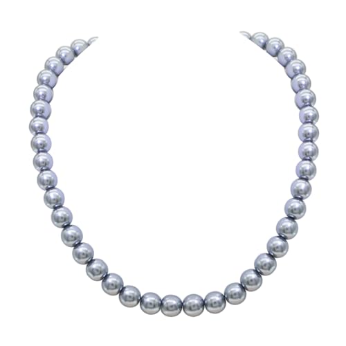 Long Simulated 10mm AAA Pearl Strand Necklace for Women Multicolor Pearl Choker Necklace 1920s Pearl Statement Necklace Costume Jewelry - color: 10mm Grey