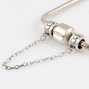 ARTCHARM Clasp Love Safety Chain Charm - Authentic 925 Sterling Silver Heart Beads - Fit European Style Bracelet - color: A