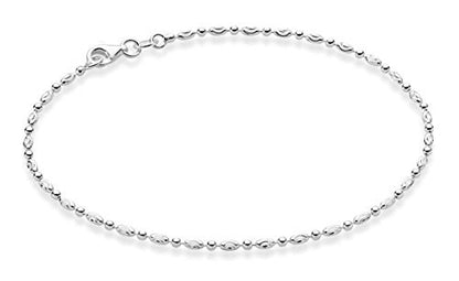 Miabella Italian 925 Sterling Silver Anklet for Women | Bead Ankle Bracelet | Bead Ankle Bracelet, Diamond-Cut, Fine Jewelry, Made in Italy - color: sterling silver, size: Length 9 Inches (Small)