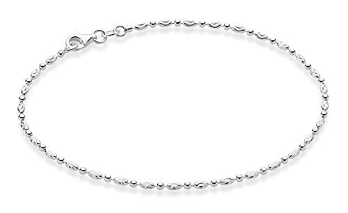 Miabella Italian 925 Sterling Silver Anklet for Women | Bead Ankle Bracelet | Bead Ankle Bracelet, Diamond-Cut, Fine Jewelry, Made in Italy - color: sterling silver, size: Length 10 Inches (Medium)