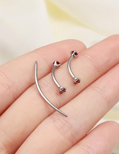Eyebrow Piercing Jewelry F136 Titanium Internally & externally Threaded Curved Barbell Vertical Labret Lip Jewelry Ear Rook Navel Belly Button Ring Women Men 20g 18g 16g 6mm/8mm/10mm/12mm - color: 10mm F136 titanium Eyebrow Rings 16G Red