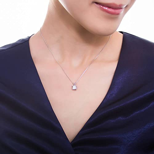 BERRICLE Sterling Silver CZ Solitaire Pendant Necklace for Women, Gold Flashed, Cubic Zirconia - Asscher, Emerald, Heart Shaped, Princess, Round Cut - style: Princess Cut