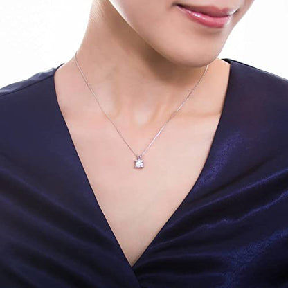 BERRICLE Sterling Silver CZ Solitaire Pendant Necklace for Women, Gold Flashed, Cubic Zirconia - Asscher, Emerald, Heart Shaped, Princess, Round Cut - style: Princess Cut