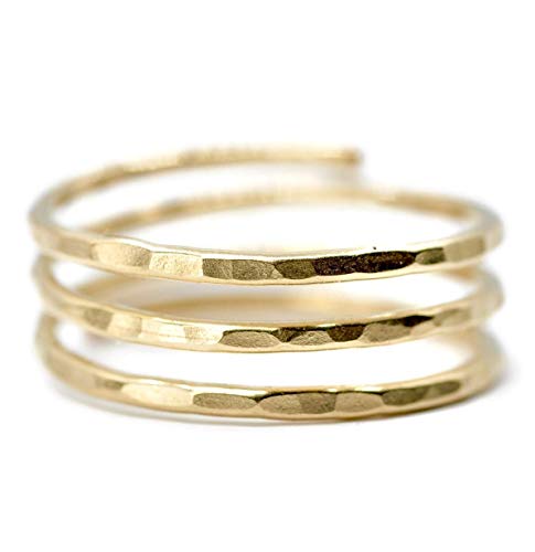 Mu-Yin Jewelry Adjustable Gold Ring for Women | 14K Gold-Filled Modern Minimalist Stacking Ring, Dainty Handmade Jewelry, Open Band, MEDIUM Size 8, Made in USA