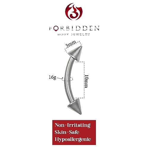 16g Titanium Daith Earring, Eyebrow Ring and Rook Piercing Jewelry, Double Spike Barbell - style: 16g 10mm
