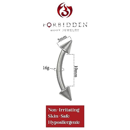 16g Titanium Daith Earring, Eyebrow Ring and Rook Piercing Jewelry, Double Spike Barbell - style: 16g 10mm