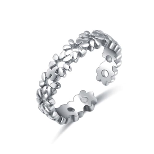 Flower Toe Ring for Women Hawaiian Leaf Big Rings Chic Design Adjustable 925 Sterling Silver Toe High Polish Flower Rings Comfort Fit Rings Pure Stainless Steel Floral Band Stylish Toe Rings