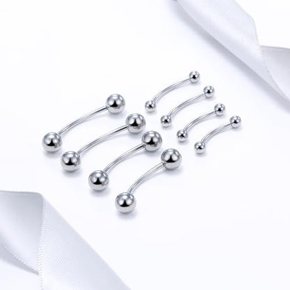 20G 18G 16G 14G 12G 8G 6G 4G 2G Astm F136 Titanium Internal Thread Eyebrow Piercing Jewelry Curved Barbell Vertical Labret Lip Daith Rook Earrings Navel Belly Button Ring Piercing Jewelry - style: 16G, 10mm 12mm 14mm 16mm Length, Ball