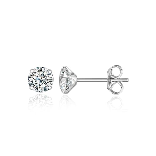 Limerencia Hypoallergenic G23 Pure F136 Implant Grade Titanium Earrings | 20G Flat Back Studs with CZ, Available in Round, Princess-Cut, Square & Ball, Earrings for Women and Men with Sensitive Ears - style: 5mm Cubic Zirconia