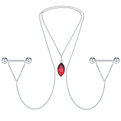Nipple Chains Pierced Necklace 14G Barbells Nipple Rings Drizzle Dangle Body Piercing Jewelry - color: d