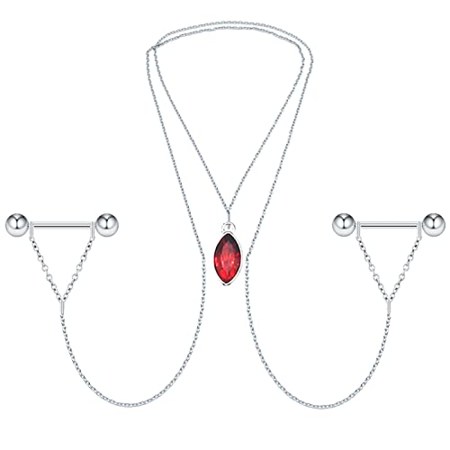 Nipple Chains Pierced Necklace 14G Barbells Nipple Rings Drizzle Dangle Body Piercing Jewelry - color: d