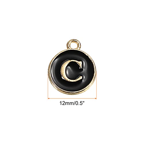 MECCANIXITY Alphabet Letter Charm Double Sided Alphabet Pendant, for Earring Jewelry Making - style: C
