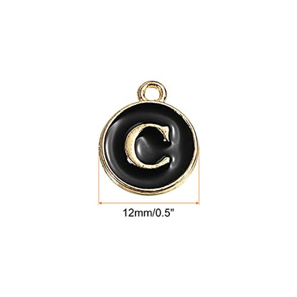 MECCANIXITY Alphabet Letter Charm Double Sided Alphabet Pendant, for Earring Jewelry Making - style: C