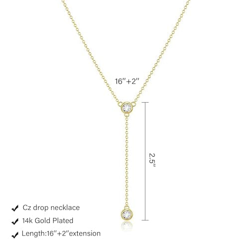 Luxval Diamond Pendant Gold Necklace for Women，Dainty 18k Gold Plated Choker Necklaces Simple Gold Jewelry Gifts for Women - color: Gold-Y CZ Necklace