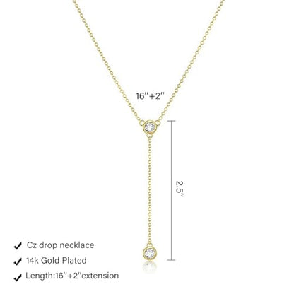 Luxval Diamond Pendant Gold Necklace for Women，Dainty 18k Gold Plated Choker Necklaces Simple Gold Jewelry Gifts for Women - color: Gold-Y CZ Necklace