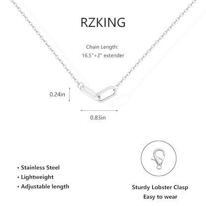 RZKING Silvery Necklace for Women, Gifts for Friend Mom Daughter Teacher - style: Paper Clip