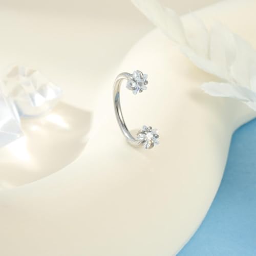 18G 20G Horseshoe Nose Rings Studs,Surgical Steel Nose Ring Pink Cubic Zirconia Nose Piercing,Internally Threaded Nose Rings For Women,Pink and Silver Zirconia - color: 18G-Silver-Star