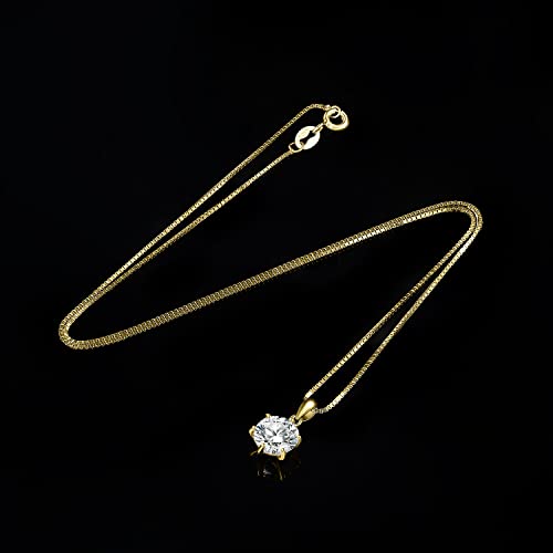 JewelryPalace Round 1ct 2ct 3ct Cubic Zirconia Solitaire Pendant Necklace for Women, 925 Sterling Silver 14k White Gold Plated Necklaces for Her, Classic Simulated Diamond Jewelry Set, 18 Inches chain - color: E-2ct-CZ-Yellow Gold Plated