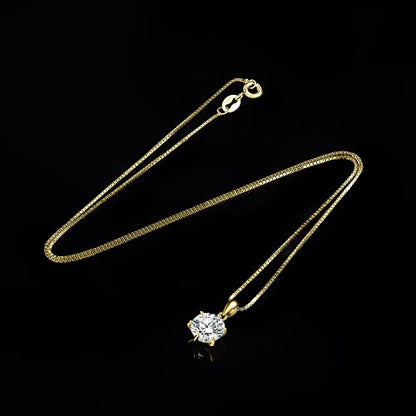 JewelryPalace Round 1ct 2ct 3ct Cubic Zirconia Solitaire Pendant Necklace for Women, 925 Sterling Silver 14k White Gold Plated Necklaces for Her, Classic Simulated Diamond Jewelry Set, 18 Inches chain - color: E-2ct-CZ-Yellow Gold Plated