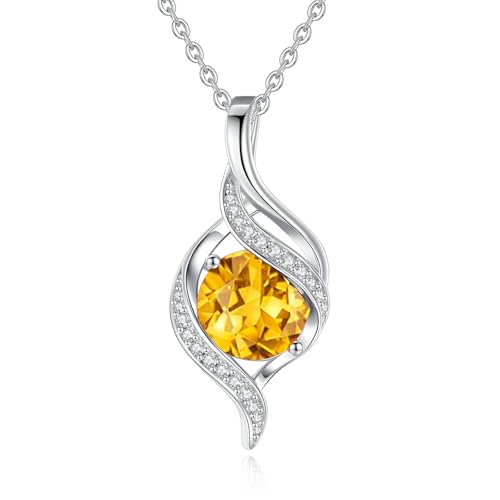 FANCIME Birthstone Necklace for Women Jewelry Gift for Her | Infinity Love Pendant Sterling Silver, Birthday Gift for Women, Adjustable 16+2" - color: 11 - Created Citrine