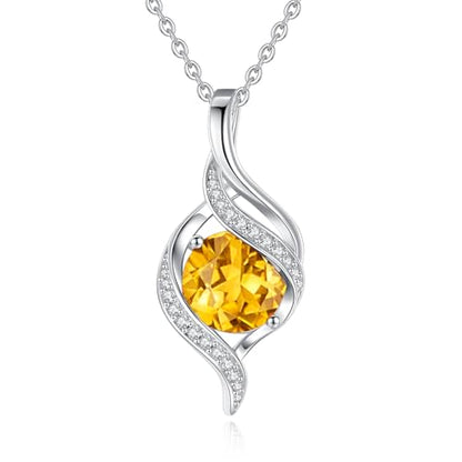 FANCIME Birthstone Necklace for Women Jewelry Gift for Her | Infinity Love Pendant Sterling Silver, Birthday Gift for Women, Adjustable 16+2" - color: 11 - Created Citrine