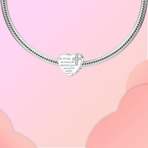 LUXILLA Love You Best Friend Grandma Wife Heart Charm 925 Sterling Silver Charms Fit for Bracelets Necklace Jewelry Gift for Women - color: Be strong,Be brave Charm