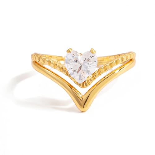 Gold-Plated Butterfly Ring with Dangling Chains and Cubic Zirconia, Adjustable Statement Ring,Cocktail Party Minimalist Ring for Women - style: Style E
