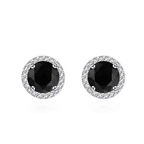 YOQUCOL Bright 8MM,10MM Cubic Zirconia Crystal Stud Earrings Round Pierced Earrings For Women - color: 10MM-Black